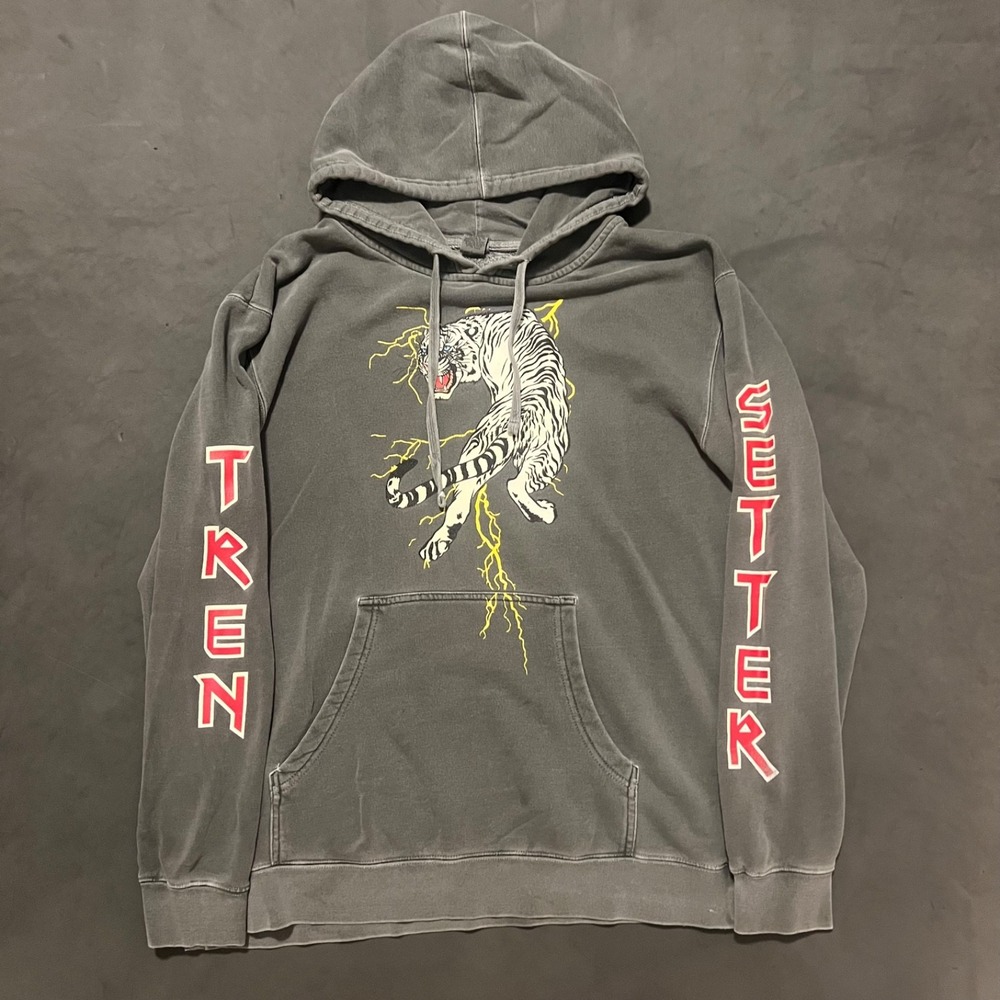 Gray Graphic Hoodie with Tiger Motif